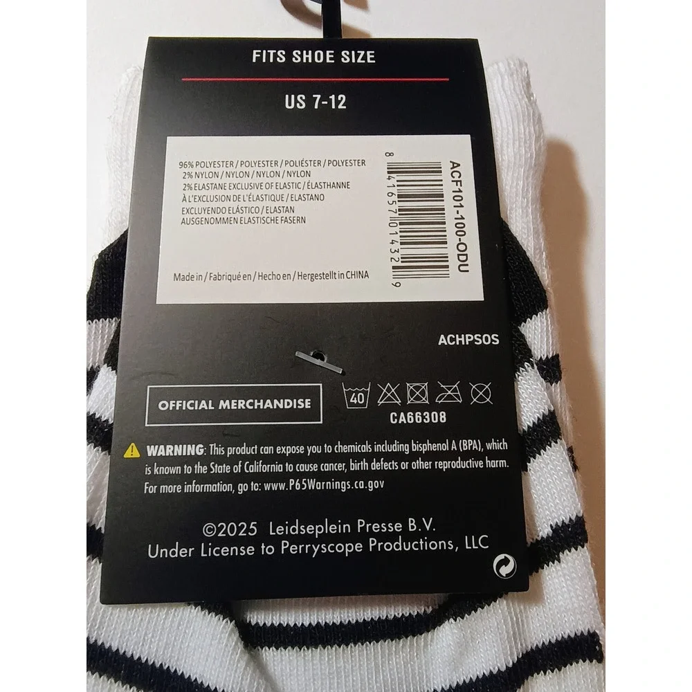 AC/DC Band Socks White‎ Black Stripes One Size Fits Most US 7-12 Official Merch